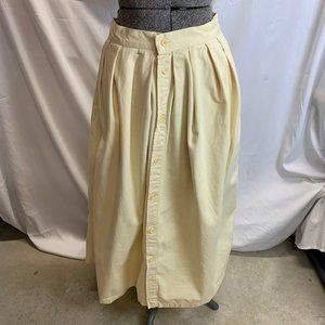 Vintage Calvin Klein Sport 1980s Cream Long Pleated Skirt Size 10